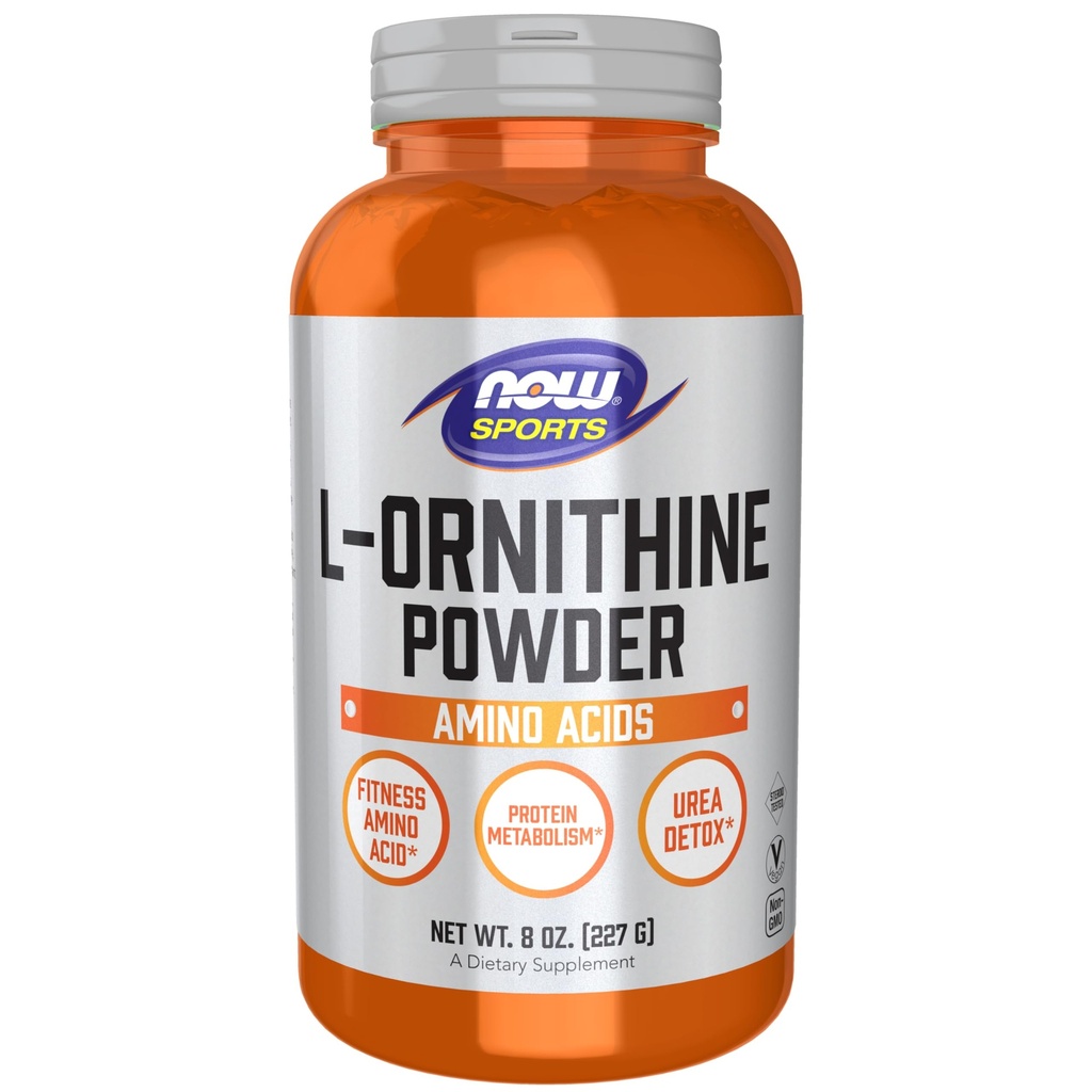NOW Alimenti Nutrizione sportiva, Polvere L- Ornitina, Metabolismo Proteine* e Detox Urea*, Aminoacidi, 8-Oncia