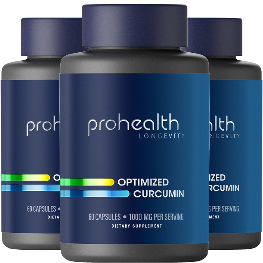 ProHealth Curcumin Turmeric Supplemento: 285 volte più biodisponibile - Sviluppato da neuroscienziati. Estratto di curcumina di Longvida concentrato di 1000 mg per porzione (60 X 500mg capsule per bottiglia) (3 Confezione)