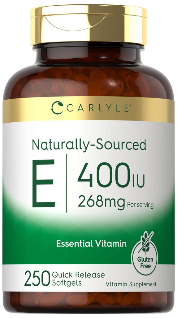 Carlyle Vitamin E 400 IU Softgels | 250 Count | Naturally Sourced | Non OGM e Gluten Free