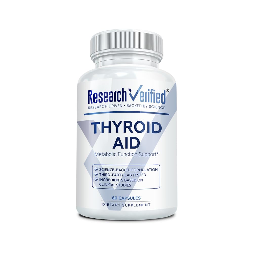 Ricerca Verified® Thyroid Aid - Funzione tiroidee ottimale con rame iodio & zinco - 260 mcg Selenio - 100% puro - Vegan Friendly - 60 capsule - 1 mese di fornitura