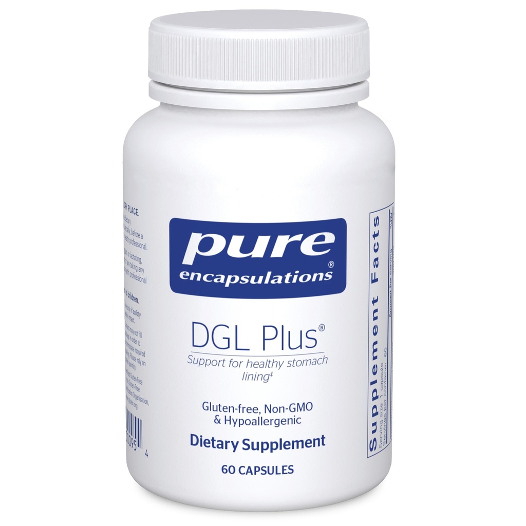 Pure Encapsulations DGL Plus - Gut Health Supplements for Men & Women - with Marshmallow Root, Aloe Vera Extract & Slippery Elm Bark - Non-GMO & Vegan - 60 Capsule