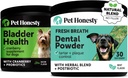 Salute della vescica di mirtillo + polvere dentale per la pulizia dei denti e la rimozione della placca, Tratto urinario & supporto della vescica per cani