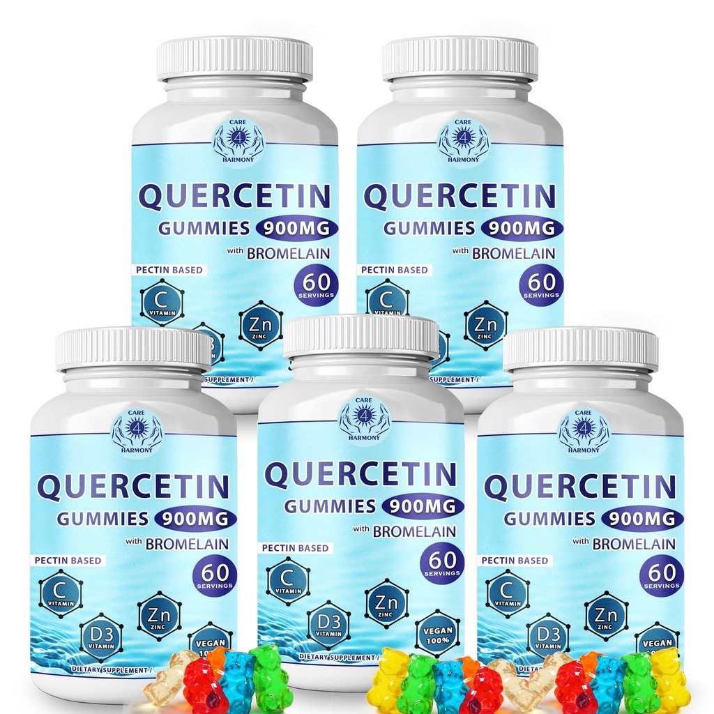 Gummie di Quercetina - Quercetina con Vitamina di Bromelain C + Vitamina di Zinco D3 – Integratori di Quercetina 900mg - Quercetina per Bambini e Adulti (5)