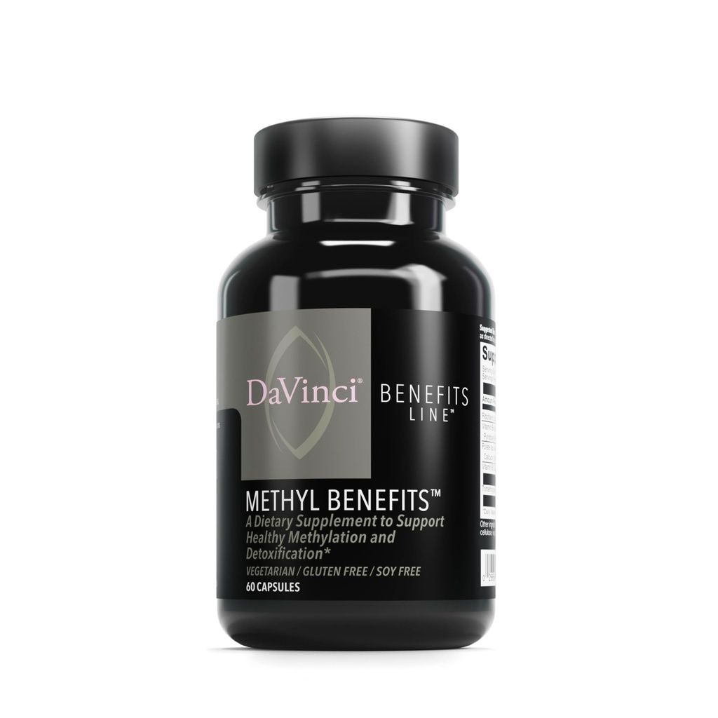 DAVINCI Labs Methyl Benefits - Integratore alimentare per sostenere la metilazione sana, la disintossicazione e la produzione di energia* - con vitamina B6, B12, Folate e altro - senza glutine - 60 capsule vegetariane