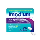 Imodium Multi-Symptom Relief Caplets with Loperamide Hydrochloride & Simethicone, Anti-Diarrheal Medicine for Treatment of Diarrhea, Gas, Bloating, Cramps & Pressure, Più facile da aprire, 24 ct