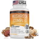 Mushroom Complex, 10 miscela di funghi per l'energia e il supporto immunitario, 2600mg per porzione, 120 capsule vegane