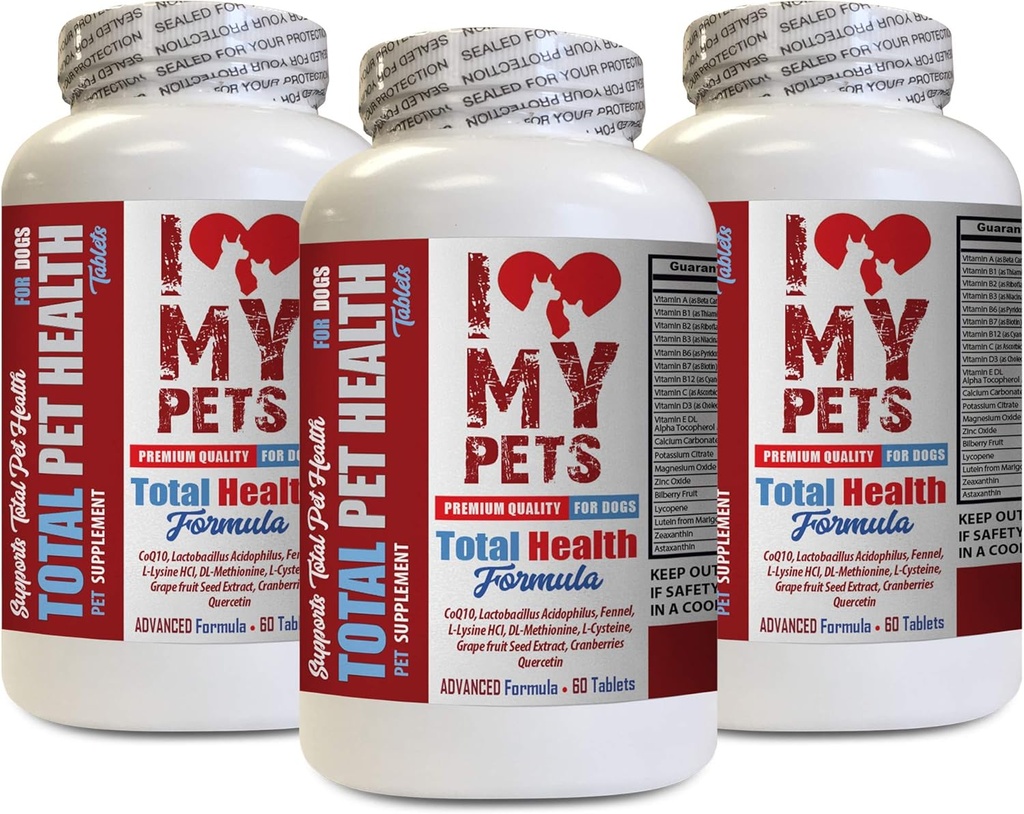 Amo il mio PETS LLC Immunity for Dogs - Dog Total PET Health - Formula Premium - Best Complex - Dog Vitamin b Complex - 3 Bottiglie (180 Trattamenti)