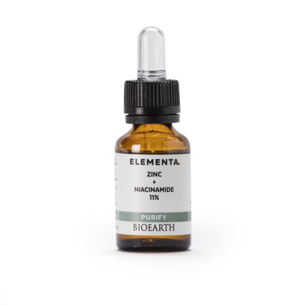 Bioearth Elementa, PURIFY Concentrated Face Serum con Zinc e 11% Niacinamide, Purificante e Balancing Effect, Made in Italy, Vegan, AIAB Certification - 15ml Pack