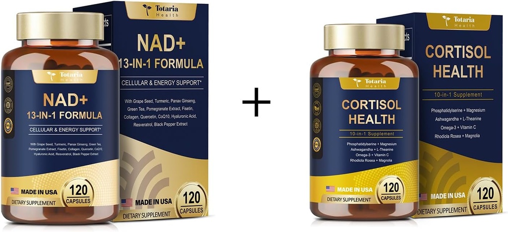 Totaria NAD Supplemento per le donne Uomini 120 capsule + Supplemento Cortisol 120 capsule