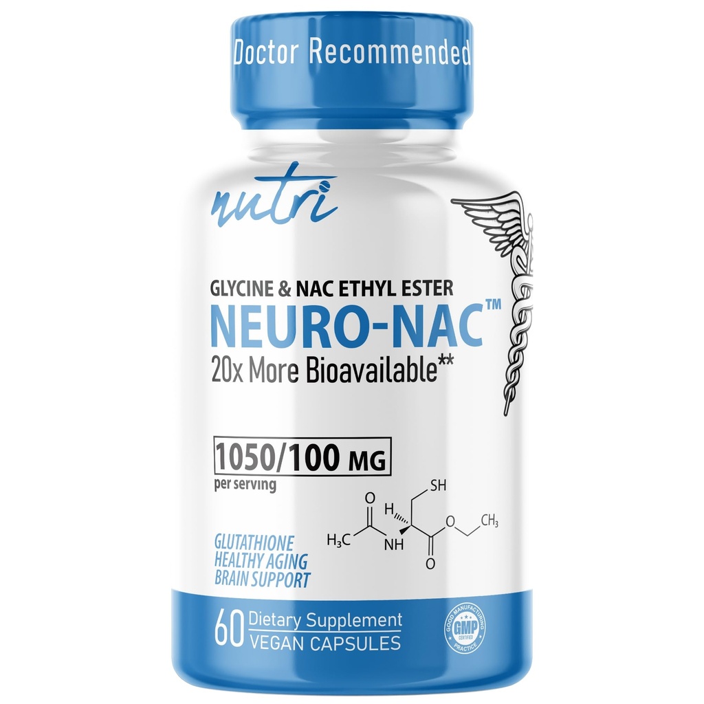 Neuro NAC Supplemento N-Acetyl Cysteine Ethyl Ester - 20x Più Biodisponibile di NAC 600 mg - Boost Glutathione 10x Più di Liposomal Glutathione - N Acetyl Cysteine Ethyl Ester - NACET (60 capsule)