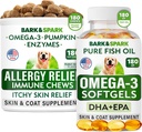 Allergy Relief + Omega 3 Bundle - Anti-Itch Skin&Coat Supplement + Allergy Skin - Omega 3 Fish Oil + EPA& DHA Grassty Acids - Itching&Paw Licking + Joint Health - 180 Chews + 180 Softgels - Made in USA