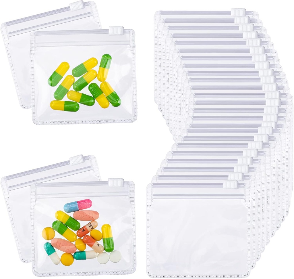Nuanchu 96 Pezzi Pill Pouches Set Riusabile Zippered Pill Baggies Clear Plastic Self Sealing Travel Medicine Organizer Storage with Slide Lock for Medicine and Small Items