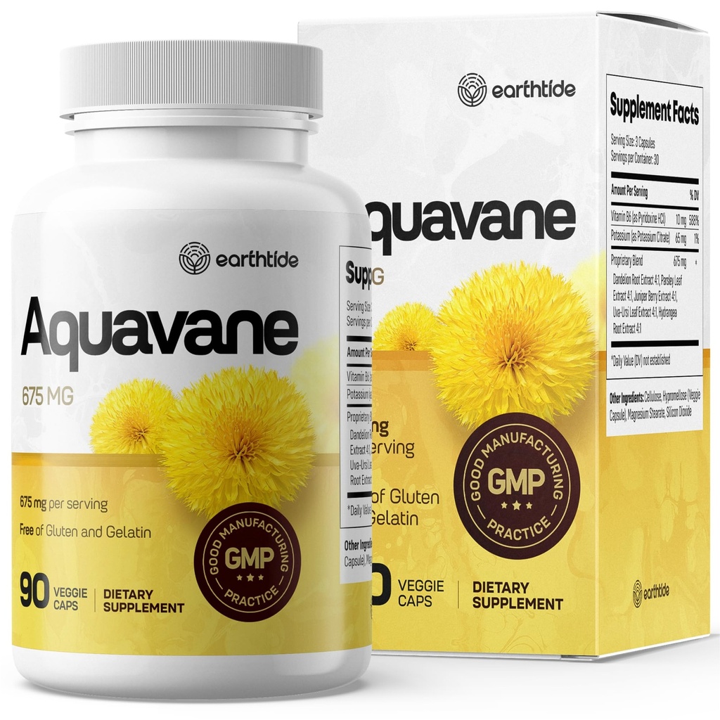 Rilievo naturale diuretico Aquavane per piedi gonfi, caviglie, & Gambe - Potenti pillole di acqua di erbe per la conservazione dell'acqua, non gonfiare più con gli estratti potenti, ideale per ridurre le gambe &amp; i piedi che gonfiano
