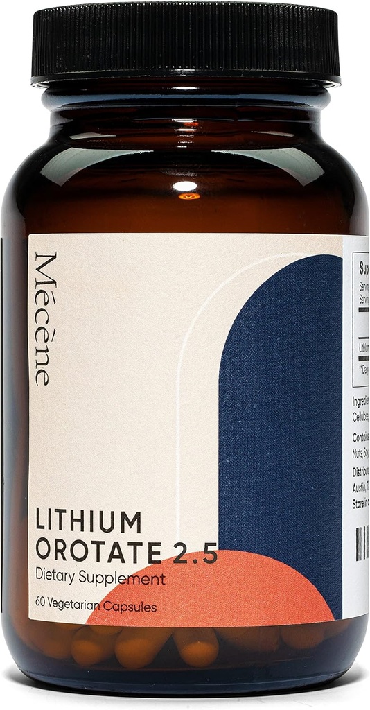 Lithium Orotate 2.5mg di litio elementare, 60 capsule vegetariane, integratore alimentare, non OGM