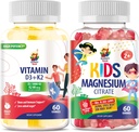 SUNNY SAM Vitamin D3 K2 Gummies 5000 IU & Magnesium Gummies per bambini Citrato Chewable Supplement per Mood & Muscle Support