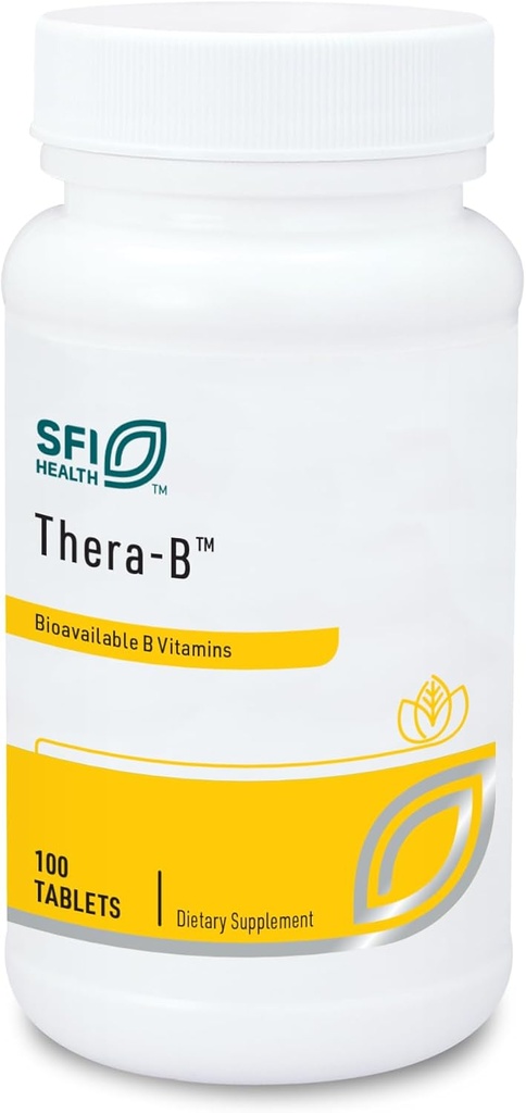 Klaire Labs SFI Health Thera-B - Essential Vitamin B Complex, Formula anallergica con Metafolin Folate attivato (L-5-MTHF), Biotin & Methylcobalamin (100 compresse)