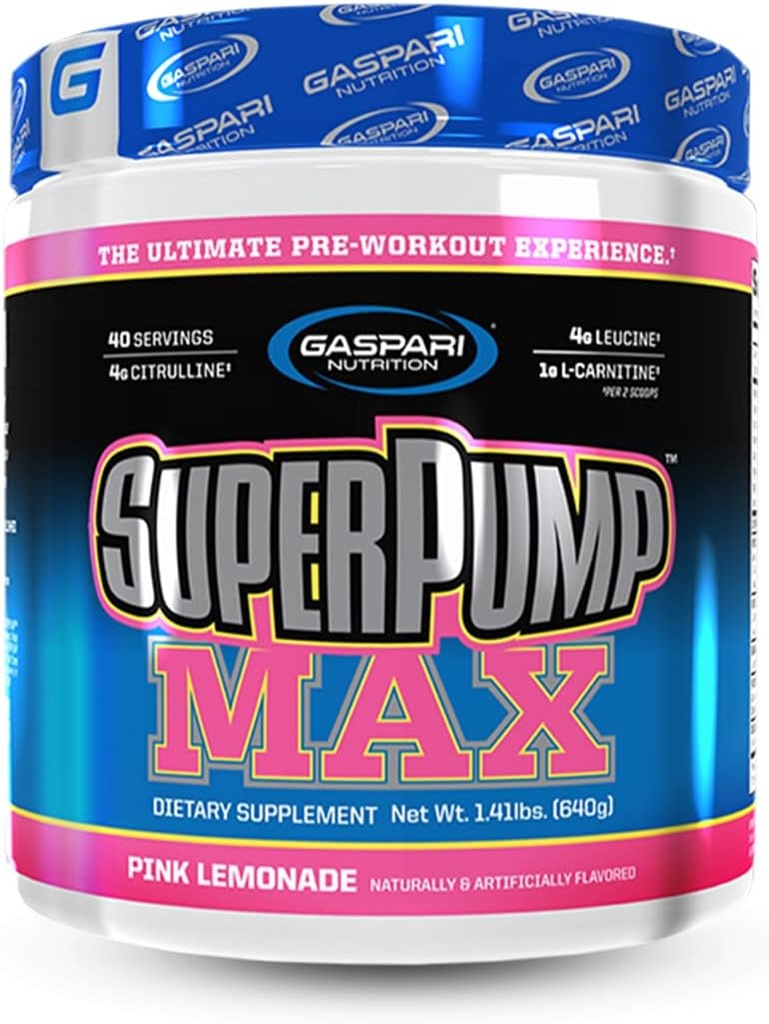 Gaspari Nutrition SuperPump MAX, The Ultimate Pre Workout Powder, Sustain Energy Preworkout, Nitric Oxide Booster, Muscle Growth, Recovery & Replenishes Electrolytes (Pink Lemonade)
