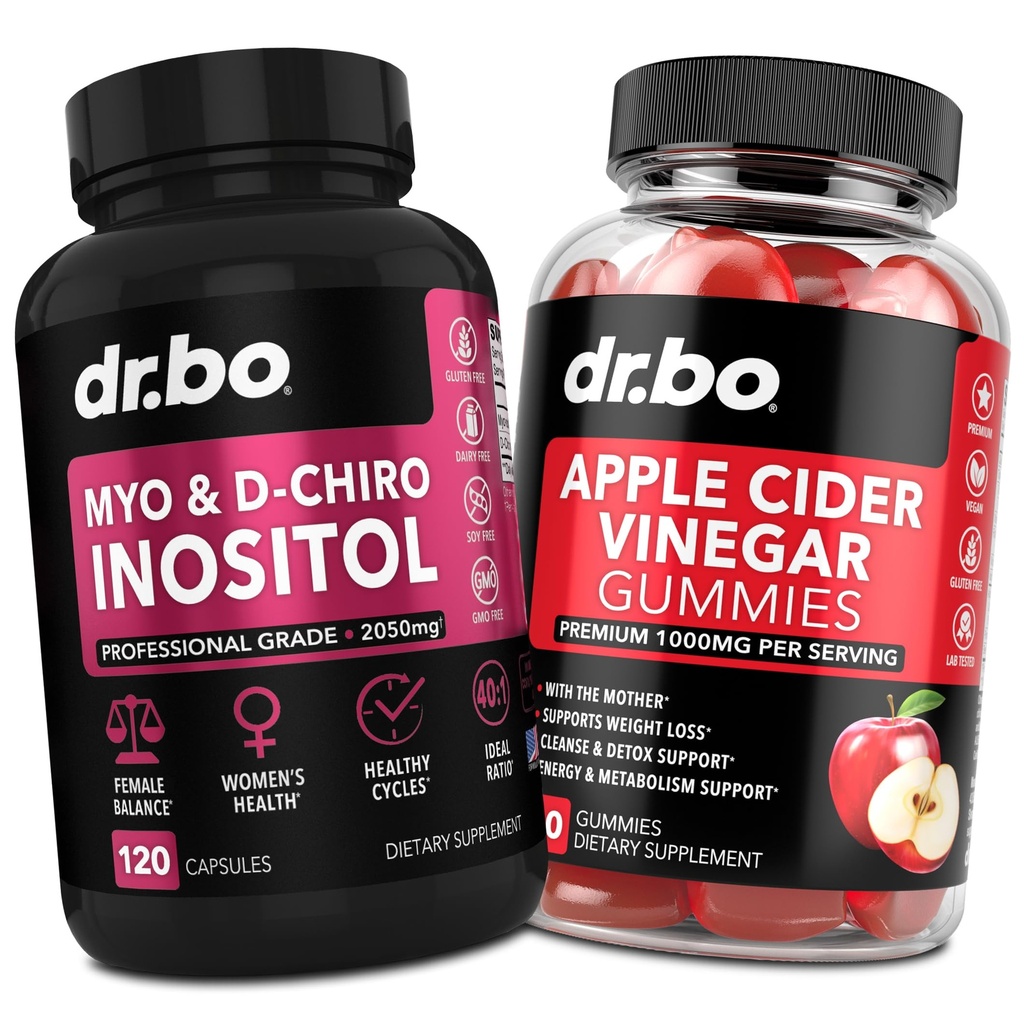 Myo-Inositol & D-Chiro Inositol & ACV Gummies - 40:1 Equilibrio dell'ormone del ratio per le donne e i gummi dell'aceto del sidro di mele - Integratori per sostenere il ciclo mestruale e la salute femminile