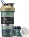 MiscelatoreBottle Shaker Bottiglia con organizzatore di pillole e stoccaggio per polvere di proteine, Classic V2 ProStak System, 22 once, Tan