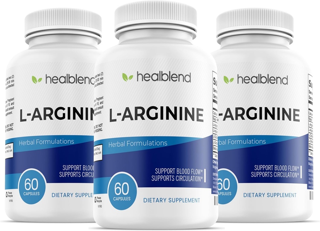 L-Arginina Plus: Calcium, Niacin, L-Arginina Blend, L-Citrulline Complex & Beta Alanine - 180 Capsule (3 Pack)