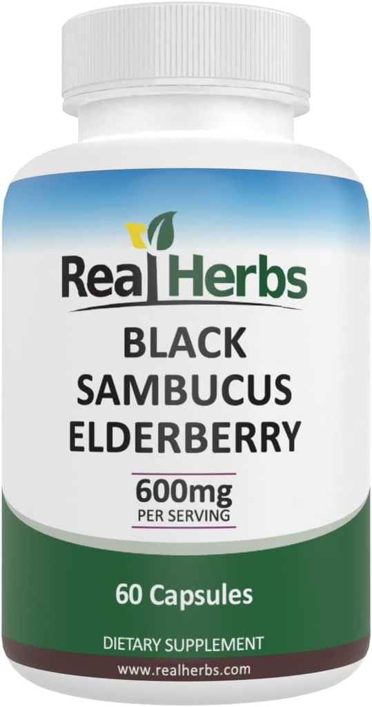 Estratto di mirtillo di erbe reali - derivato da 325mg di anziani standardizzato al 5% di linoidi con 275mg di estratto di frutta di sambuco 5 : 1 - Boosts Immunity - 60 capsule vegetariane