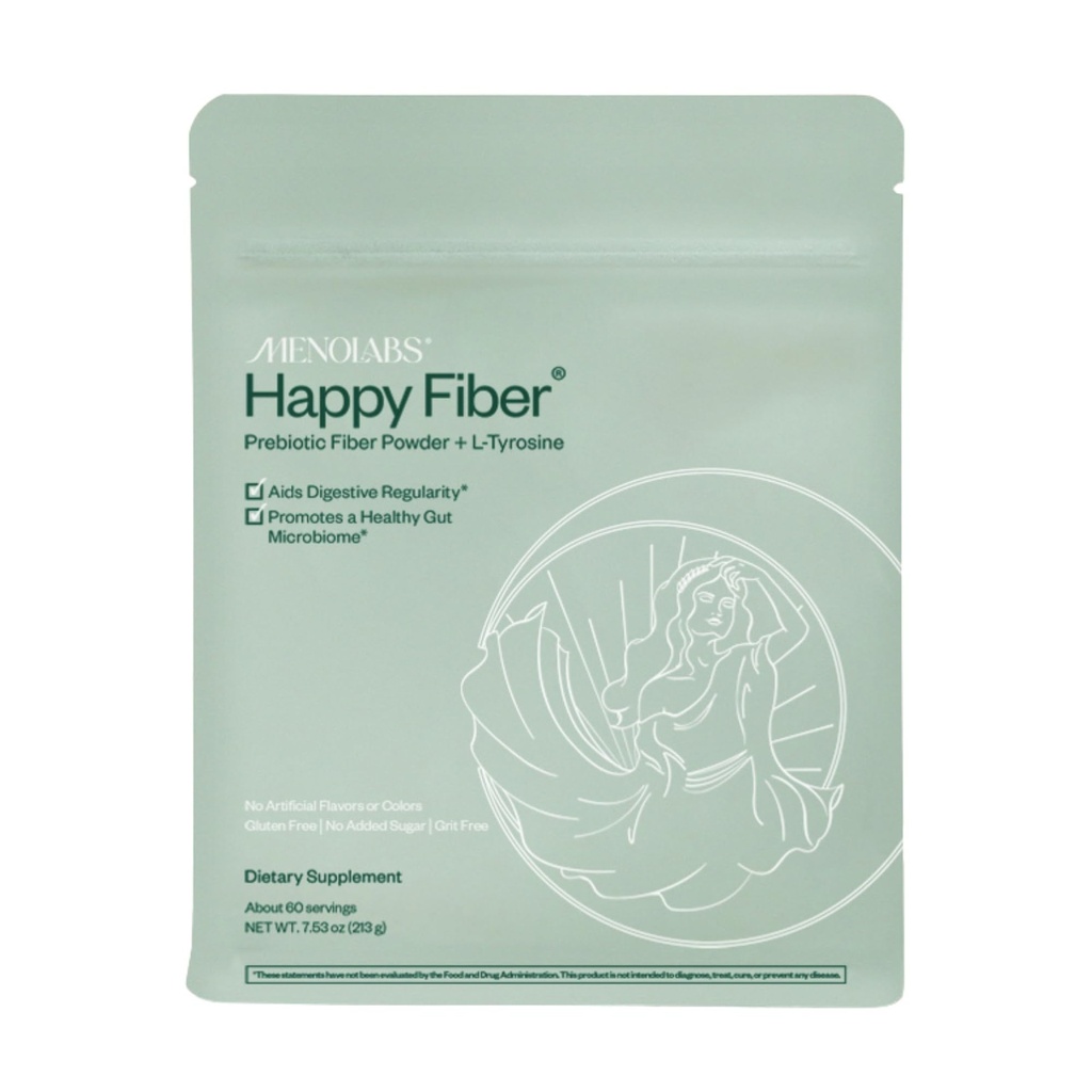 MENOLABS Happy Prebiotic Fiber Supplement - 60 Serve (213 g) - Integratori di menopausa altamente stimolati per le donne, con L-Tyrosine