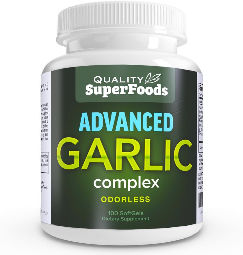 Complesso Aglio Avanzato - SuperFoods di qualità (100ct) Complesso di resistenza massima Contiene una miscela di aglio inodoro (Allium sativum), Parsley (petroselinum christum), e Chlorophyll.