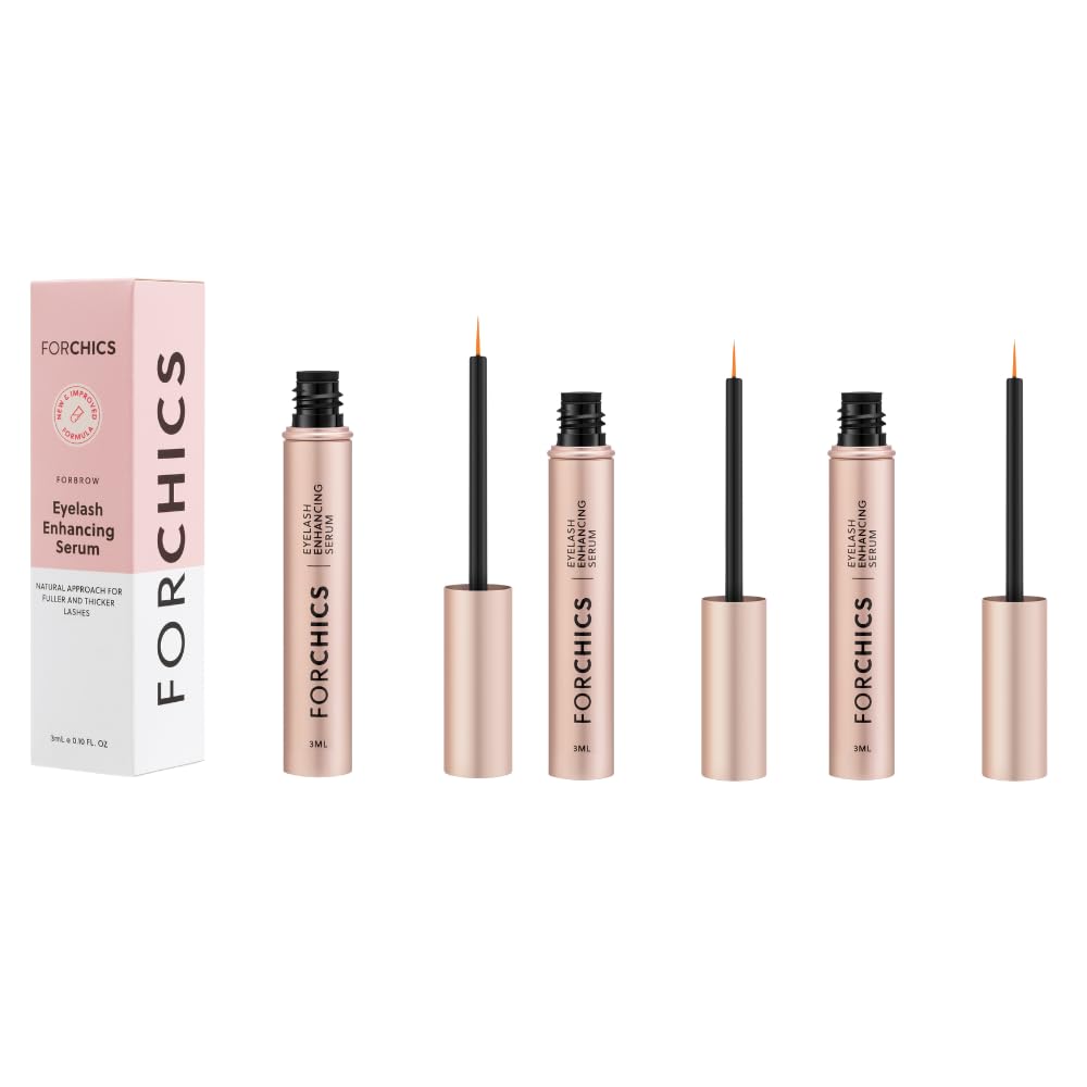 ForLash di ForChics: 3 Pack Ultimate Hormone- Free Eyelash Growth Serum per Enhanced Fuller, Thicker, Lashes più lunghe - Booster di ricrescita, Formula organica, Vegan & Cruelty-Free