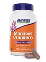 NOW Foods Mannose Cranberry, 120 capsule di veg - con PAC - 450mg dMannose, 250 mg di mirtillo intero - pulizia della vescica e salute del tratto urinario* - Vegan Friendly Supplement, Non OGM