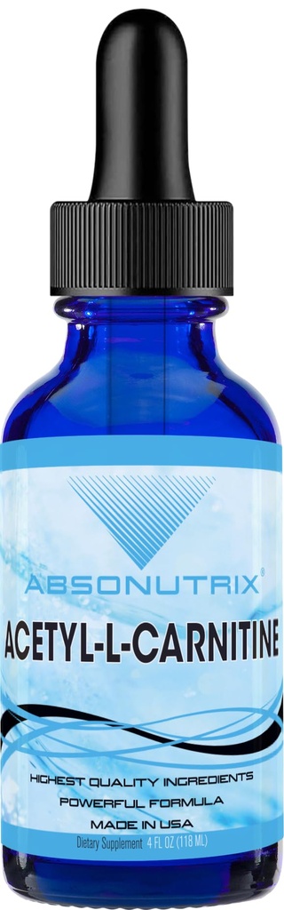 Absonutrix Acetyl L-Carnitina, 593mg per Serving, 200 Serve Potenti, Gocce liquide ad assorbimento rapido, senza glutine, Testato di terze parti, GMP-Certified, Non OGM, Made in USA