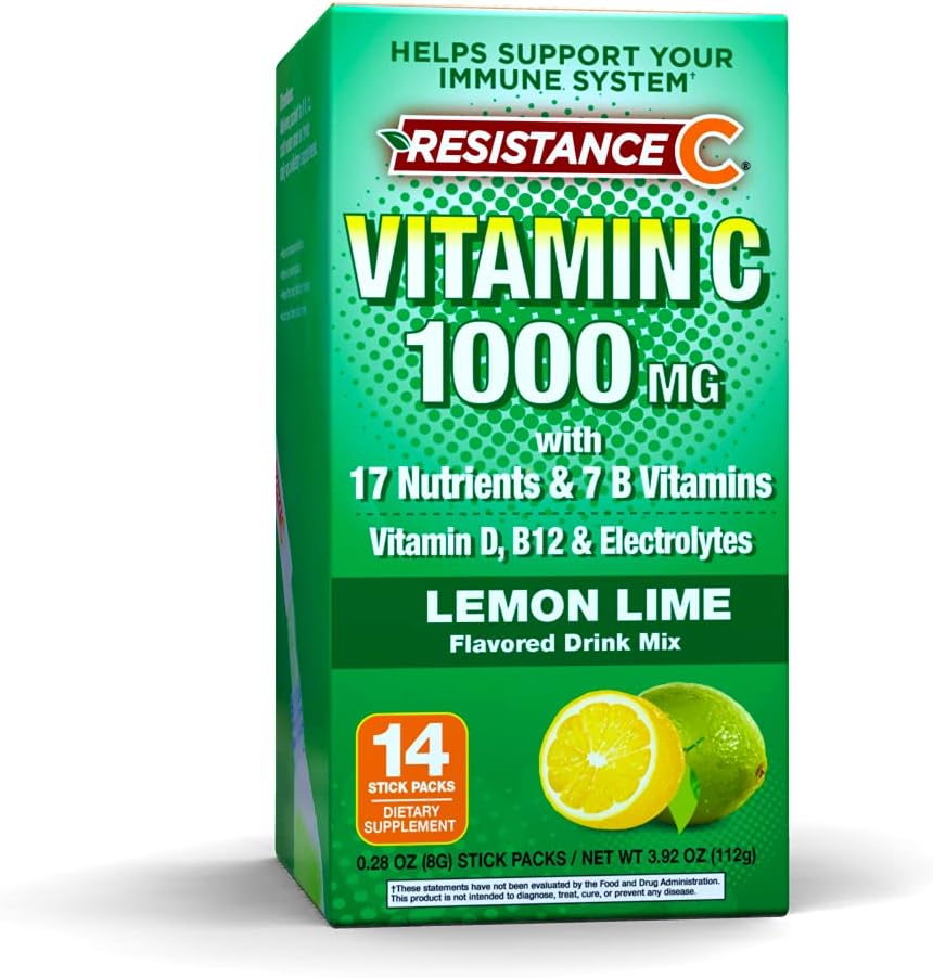 Stick Packs 16 Nutrienti & 7 B-Vitamins, Supporto Immune System, Antiossidanti potenti, Contiene Electrolytes, Verde, Lime Flavor, 14 Conte