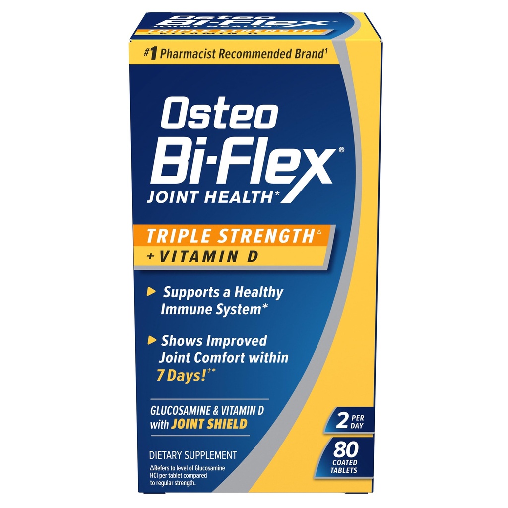 Osteo Bi-Flex Tripla resistenza(5) con vitamina D Glucosamina Condroitin Joint Health Supplement, Compresse rivestite, 80 Count