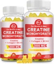 Gomma di creatina, 3g di creatina monoidrato per porzione, Gomma Monoidrato di creatina senza zucchero per la crescita del muscolo e la resistenza con il collagene di 0.5g, 0.2g BCAA, 60 Servings, aroma di ananas, 2 Pack