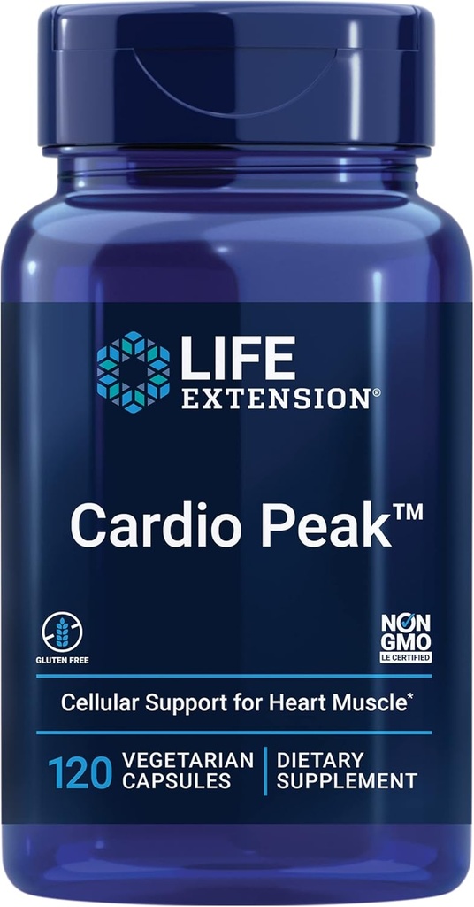 Estensione della vita Cardio Peak - Estratto di biancospino (Leaf, Flower, Stem) Supplemento con Arjuna Extract for Heart Health Support - Twice Daily - Gluten Free, Non-GMO, Vegetariano - 120 Capsule