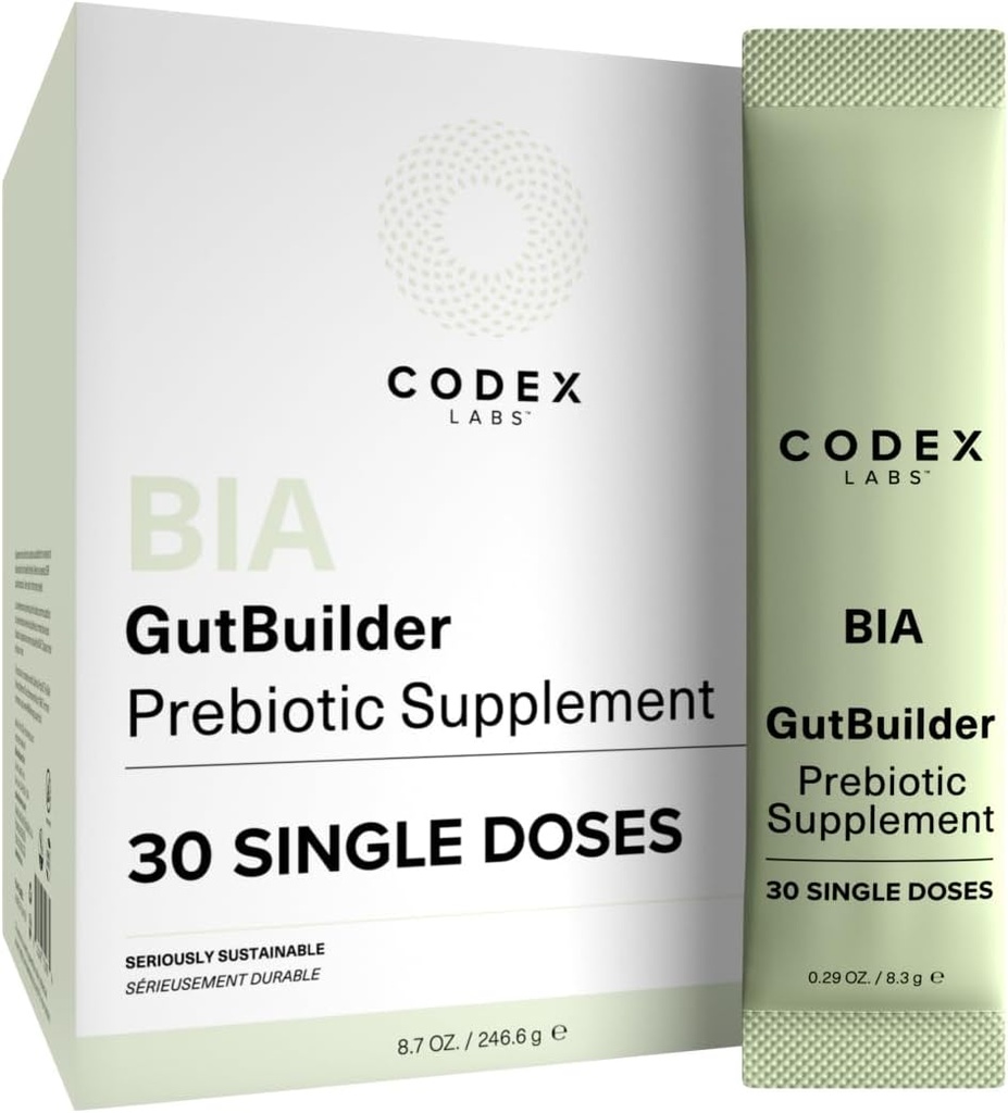 Prebiotici per la salute digestiva e il supporto del sistema immunitario – Fibre alimentari, Antiossidanti e Superfoods per Gut Barrier Strength & Gut Microbiome Balance | 30-Day Supply | Codex Labs BIA GutBuilder