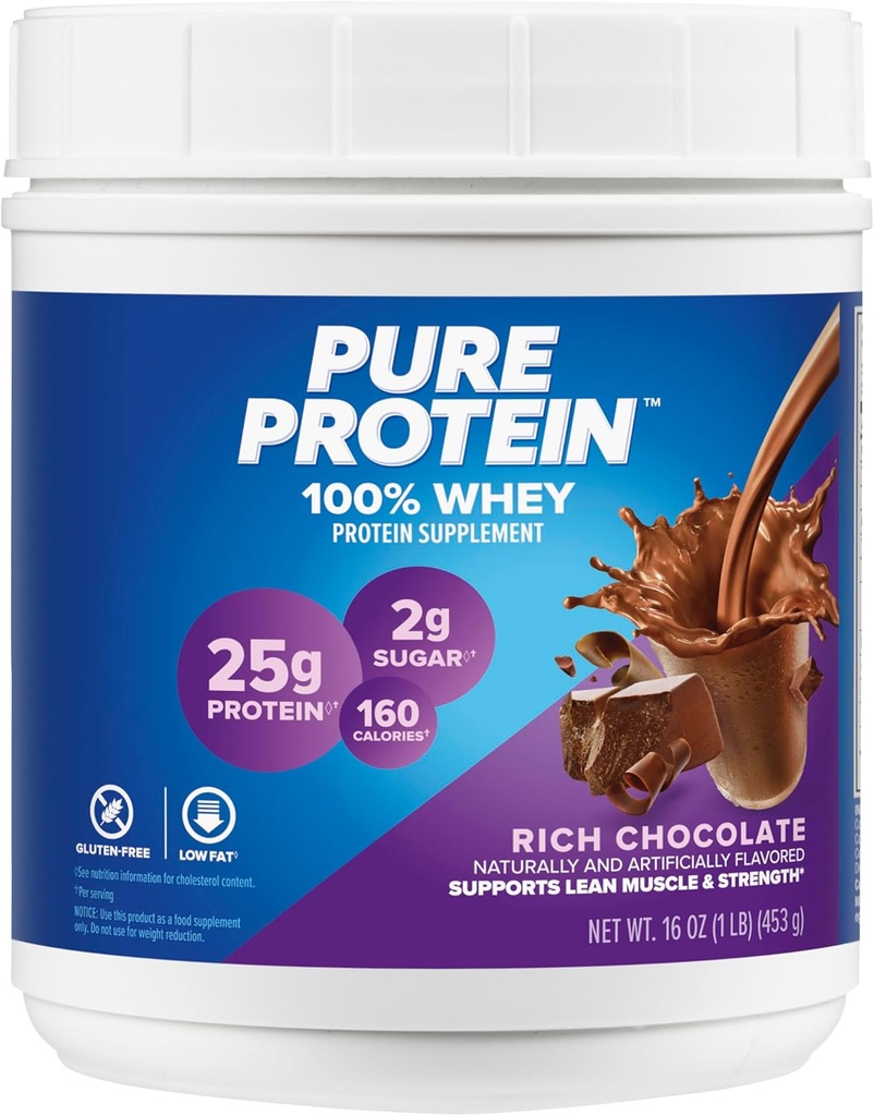 Pure Protein Bars, High Protein, Spuntini nutrienti per sostenere l'energia, basso zucchero, senza glutine, burro di arachidi al cioccolato, 1,76oz, confezione da 4