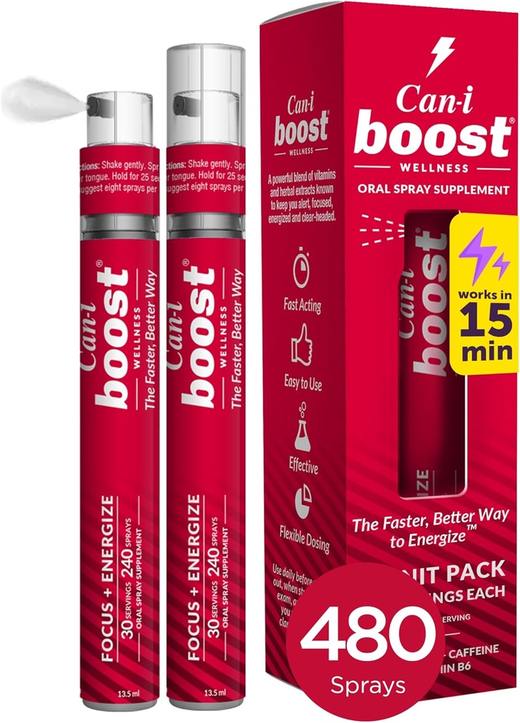 Can-i Boost Energy Spray per le donne in Menopause e Perimenopause Supporto rapido Dimenticabilità e Cervello Fog, 60 Serve