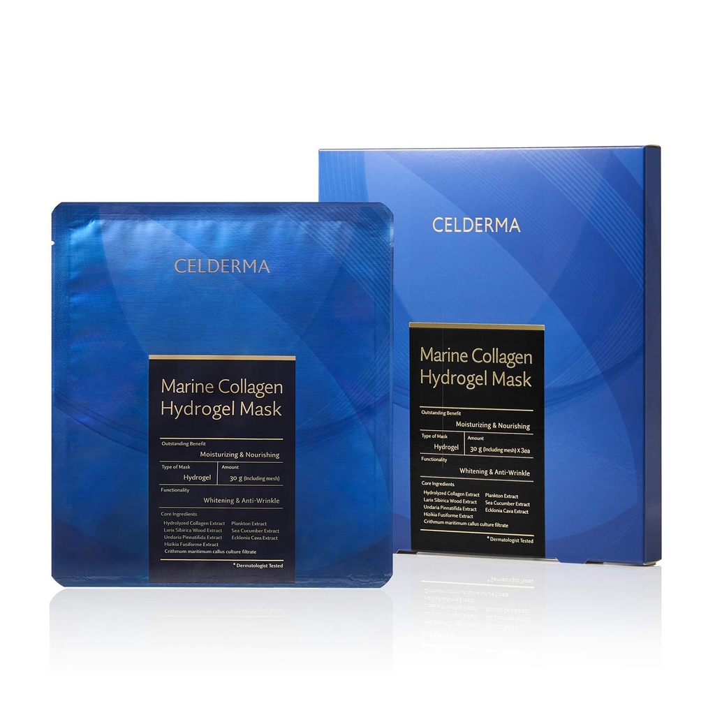 CELDERMA Maschera di idrogel del collagene marino [3pcs] Anti-invecchiamento, Nutrizione, Idratazione intensiva