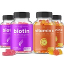 NutraChamps Biotin Gummies (2 Pack) e Vitamina C Gummies (2 Pack) 4 Pack Bundle