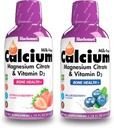 Citrato di Magnesio di Citrato di Calcio Liquido di Bluebonnet Nutrition, Vitamina D3- Bundle di Mirtillo Flavor e Fragola Flavor, 2 Bottiglia di 16 Fl Oz Ogni (32 Fl Oz Totale)