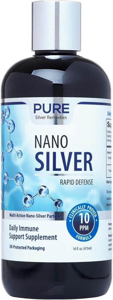 Pure Nano Silver Spray 16oz Refill | 10 PPM Daily Immune Support Supplement | Facilmente assorbito Colloidal Nano Silver Spray | Probiotic-Friendly Silver Solution