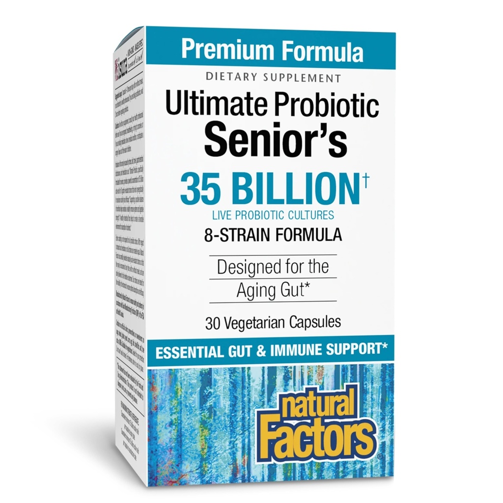 Fattori naturali Ultimate Probiotic Senior's - Supplemento senior per la salute digestiva e immunitaria - 35 miliardi di CFU - Non OGM & Gluten-Free - 30 capsule (30 Serve)