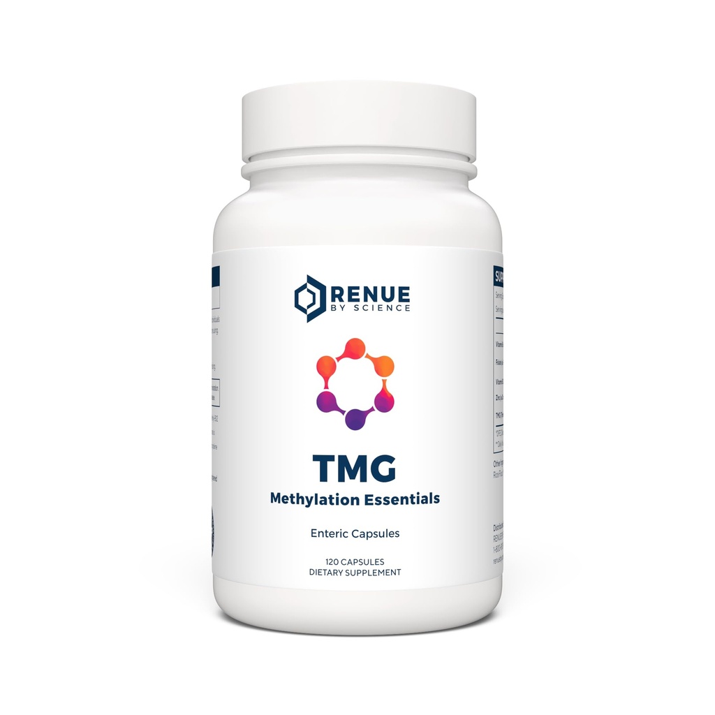 Renue By Science TMG | Integratori TMG ad alta resistenza | 120 capsule trimetilglicina - 900mg TMG per porzione con vitamina B12 Vitamina B6 Folate & Zinc | Realizzata negli Stati Uniti e terzo piano testato