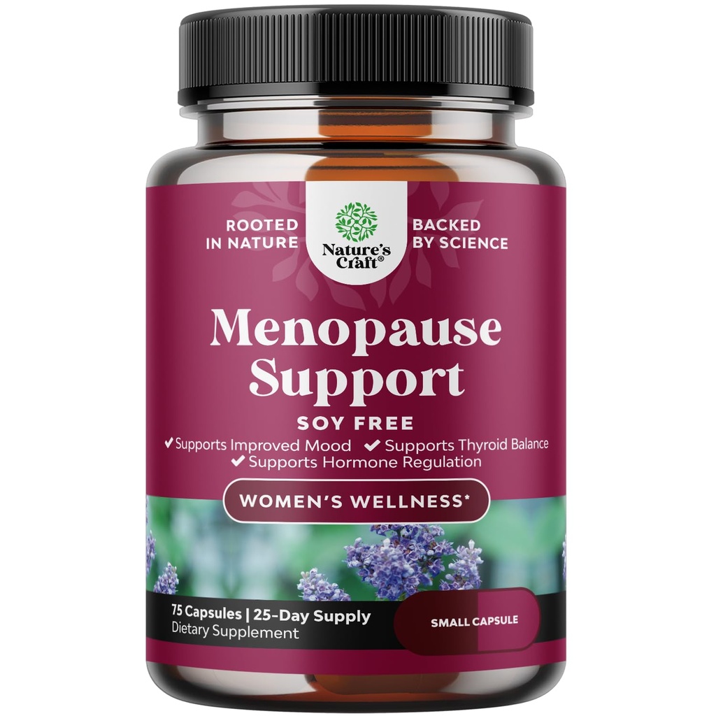 Integratore di menopausa di erbe completo per le donne - Soy Free capsule di equilibrio dell'ormone femminile per le maglie notturne Hot Flashes & Mood Swings con Dong Quai, Chaste Berry & Black Cohosh Root - 75 Count Pack
