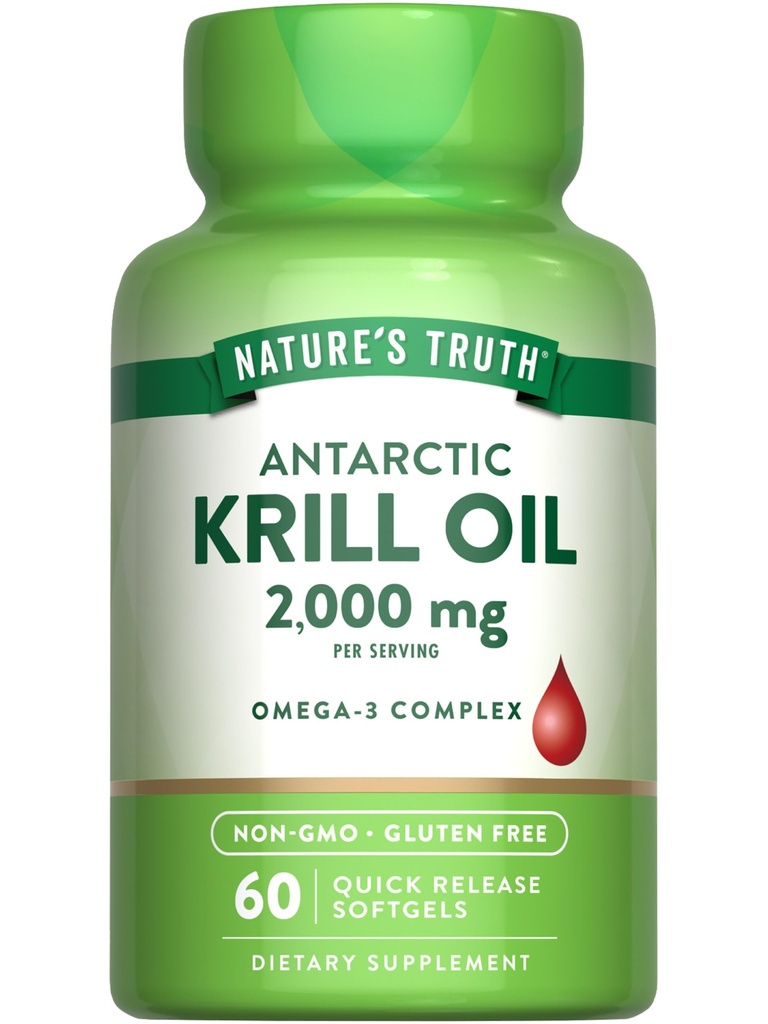 Natura's Verità Antartico Krill olio 2000mg Softgels | 60 conte | Omega-3 con EPA & DHA | Non-GMO & Gluten Supplemento gratuito