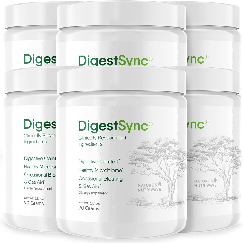 DigestSync Digestion Supplemento per Gut Health - Polvere naturale per il supporto digestivo, Bloating Relief per le donne e gli uomini, 100% polvere verde naturale - 6 mesi di alimentazione
