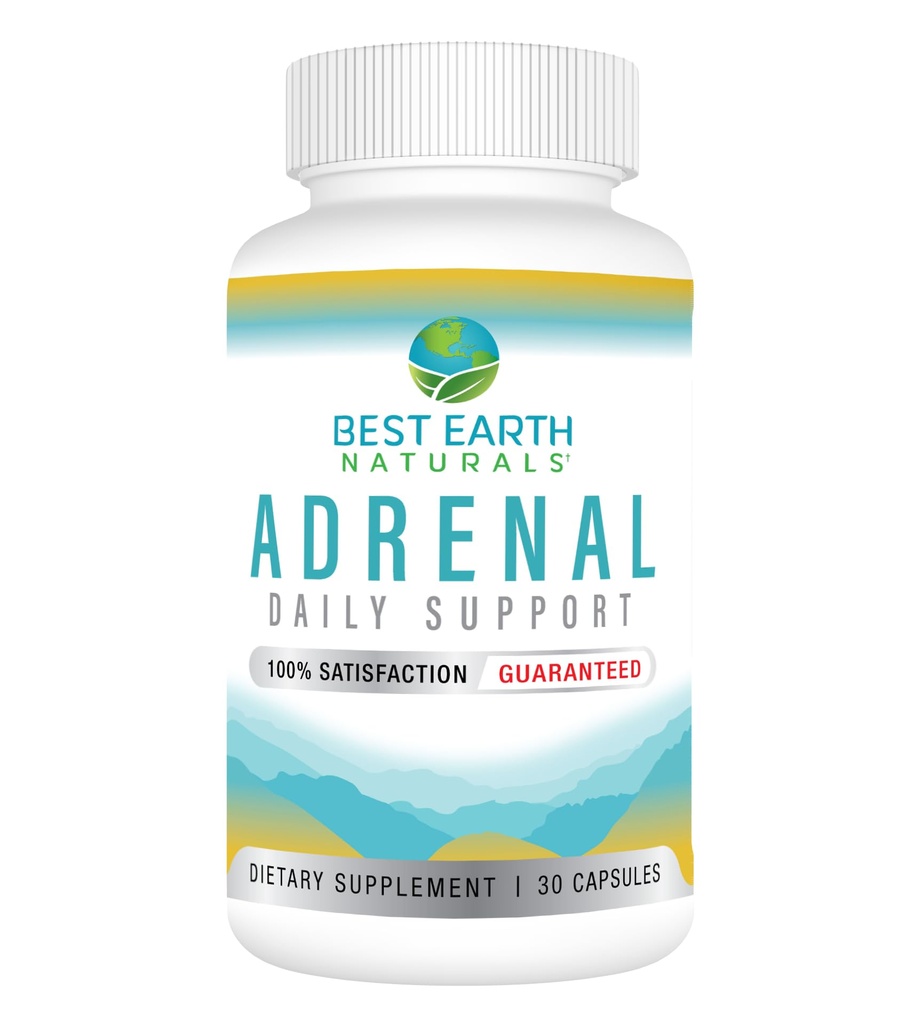 Best Earth Naturals - Supporto surrenale per adulti - Basilico Santo, B C Vitamine, L-tirosina, Rhodiola Rosea Root, Ashwagandha Integratori per il supporto di Cortisol Manager - Alimentazione di 30 giorni