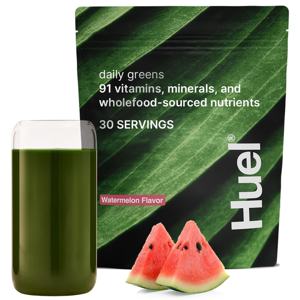 Huel Daily Greens Watermelon | Superfood Greens Powder | 91 Vitamine, Minerali e ingredienti integrali | Adaptogens, Antiossidanti, Probiotici Gut-Friendly | 30 Serve