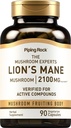 Piping Rock Lions Mane Supplemento capsule | 2100mg | 90 Count | Estratto del corpo di fruttificazione di funghi per gli uomini e le donne | Hericium Erinaceus | Vegetariano, Non OGM, Gluten Free