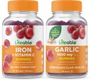 Ferro vitale con vitamina C + Aglio 1000mg, Gummies Bundle - Grande Degustazione, Integratore di vitamina, Senza glutine, OGM Free, Gummies